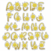 Glitzer Gelbe Blütenmonogramm A bis Z Buchstaben Aufkleber (Vorderseite)