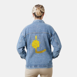 Glitzer Gelbe Blütenmonogramm Jeansjacke