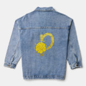 Glitzer Gelbe Flora Monogramm P Frauen Jeansjacke (Rückseite)