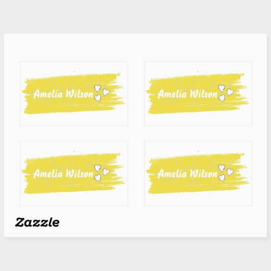 Glitzer gelber Brauch Nachname Rechteckiger Aufkleber (Blatt)