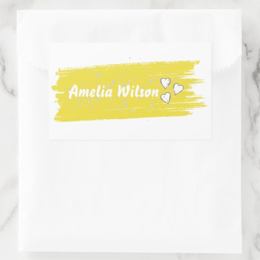 Glitzer gelber Brauch Nachname Rechteckiger Aufkleber (Tasche)