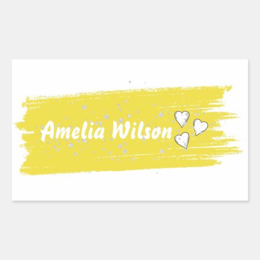 Glitzer gelber Brauch Nachname Rechteckiger Aufkleber (Vorderseite)