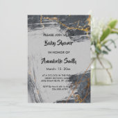 Glitzer Geometric Babydusche aus Marmor Einladung (Stehend Vorderseite)