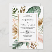 Glitzer-Geometrische RahmenWedding mit tropischen  Einladung (Vorderseite)