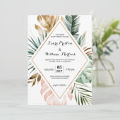 Glitzer-Geometrische RahmenWedelung mit tropischen Einladung (Stehend Vorderseite)