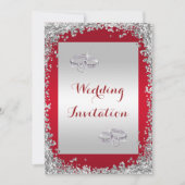 Glitzer Gerahmt & Diamond Hochzeit Einladung (Vorderseite)