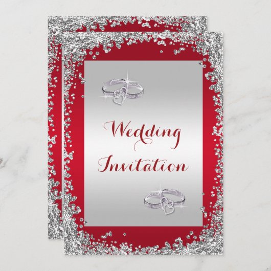 Glitzer Gerahmt & Diamond Hochzeit Einladung (Vorne/Hinten)