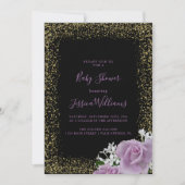 Glitzer Gerahmt Lilac Rose Baby Dusche Party Einladung (Vorderseite)