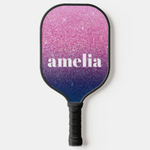 Glitzer Girly Funkelnd Pink Navy Blue Individuelle Pickleball Schläger