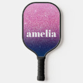 Glitzer Girly Funkelnd Pink Navy Blue Individuelle Pickleball Schläger (Rückseite)