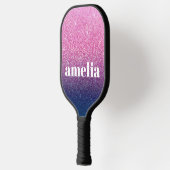 Glitzer Girly Funkelnd Pink Navy Blue Individuelle Pickleball Schläger (Links)