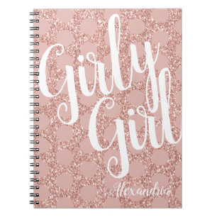 Glitzer Girly Girl Polka Dot Name Blush Pink Notizblock