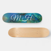 Glitzer Girly Green Mermaid Monogram Fantasy Skate Skateboard (Horizontal)