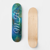 Glitzer Girly Green Mermaid Monogram Fantasy Skate Skateboard (Vorderseite)