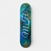 Glitzer Girly Green Mermaid Monogram Fantasy Skate Skateboard (Vorne)