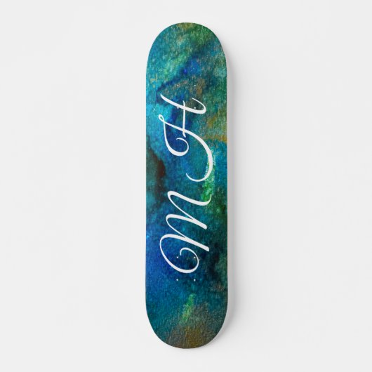 Glitzer Girly Green Mermaid Monogram Fantasy Skate Skateboard (Vorne)