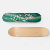 Glitzer Girly Green Mermaid Monogram Fantasy Skateboard (Horizontal)