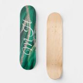 Glitzer Girly Green Mermaid Monogram Fantasy Skateboard (Vorderseite)