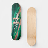 Glitzer Girly Green Mermaid Monogram Name Fantasy Skateboard (Vorderseite)