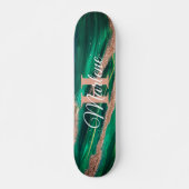 Glitzer Girly Green Mermaid Monogram Name Fantasy Skateboard (Vorne)