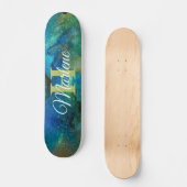 Glitzer Girly Green Mermaid Monogram Name Fantasy Skateboard (Vorderseite)