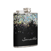 Glitzer Girly Individuelle Name Monogram Flachmann (Rechts)