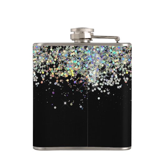 Glitzer Girly Individuelle Name Monogram Flachmann (Rückseite)