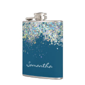 Glitzer Girly Individuelle Name Monogram Flachmann (Links)