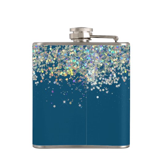 Glitzer Girly Individuelle Name Monogram Flachmann (Rückseite)