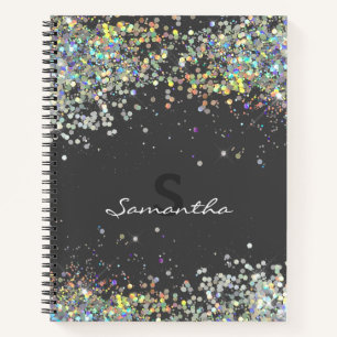 Glitzer Girly Individuelle Name Monogram Notizblock
