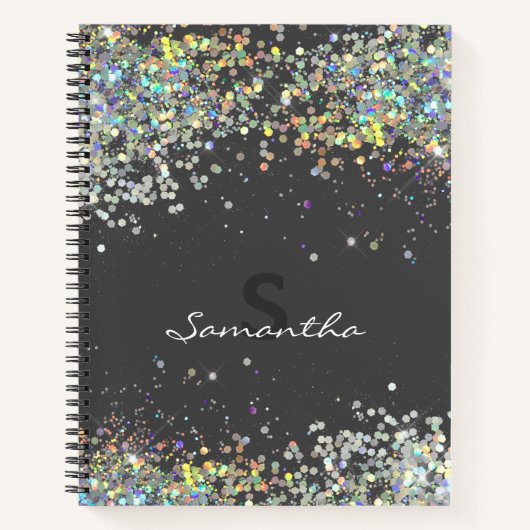 Glitzer Girly Individuelle Name Monogram Notizblock (Vorderseite)