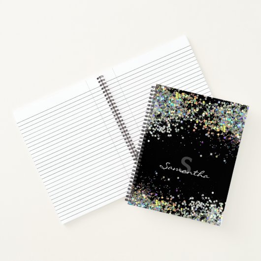 Glitzer Girly Individuelle Name Monogram Notizblock (Innenseite)
