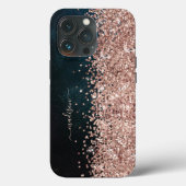 Glitzer Girly Modern Sparkle Sweet 16 Black Gold Case-Mate iPhone Hülle (Rückseite)