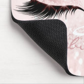 Glitzer Girly Monogram Name Beauty Lashes Pink Mousepad (Ecke)