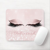 Glitzer Girly Monogram Name Beauty Lashes Pink Mousepad (Mit Mouse)