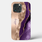 Glitzer Girly Rose Gold Stilvoll Lila Case-Mate iPhone Hülle (Rückseite)