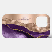 Glitzer Girly Rose Gold Stilvoll Lila Case-Mate iPhone Hülle (Rückseite (Horizontal))