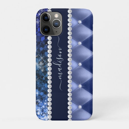 Glitzer Girly Sparkle Luxury Navy Blue Case-Mate iPhone Hülle (Rückseite)