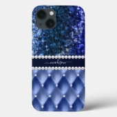 Glitzer Girly Sparkle Luxury Navy Blue Case-Mate iPhone Hülle (Rückseite)