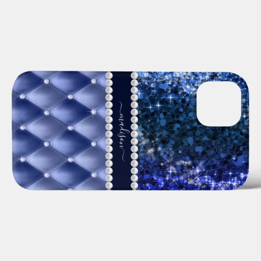 Glitzer Girly Sparkle Luxury Navy Blue Case-Mate iPhone Hülle (Rückseite (Horizontal))