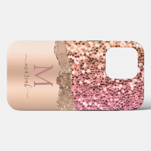 Glitzer Girly Sparkle Rose Gold Brautparty Case-Mate iPhone Hülle (Rückseite (Horizontal))