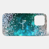 Glitzer Girly Sweet 16 Sparkle Aquamarin Case-Mate iPhone Hülle (Rückseite (Horizontal))