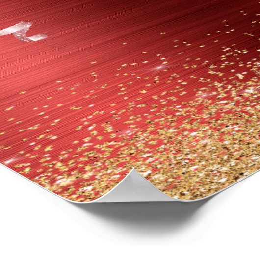 Glitzer Glam 50 & Fantastisches Rotes Disco Ball Poster (Ecke)