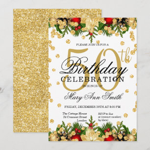 Glitzer Glam 50. Geburtstag Einladung