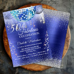 Glitzer Glam 50 und fabulous Blue Disco Ball Einladung<br><div class="desc">Mit dieser trendigen blauen 50 und der fabelhaften Celebration-Einladung werden Sie die Glocke des Balls sein! Blau-silberne Diskobälle glänzen auf einem blau gebürsteten metallischen Hintergrund mit Party-Streamern und silberem Glitzer. Einfach zu personalisieren mit benutzerdefinierten Optionen. Verwenden Sie die Schaltfläche "Anpassen",  um das Produkt anzupassen oder Text hinzuzufügen.</div>