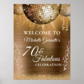 Glitzer Glam 70 & Fantastisches Gold Disco Ball Poster (Vorne)
