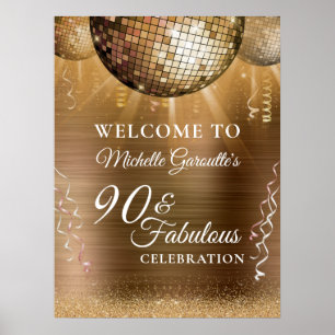 Glitzer Glam 90 & Fantastisches Gold Disco Ball Poster