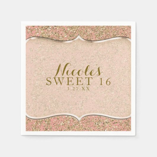 Glitzer Glam Birthday Party Custom Serviette (Vorderseite)