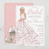 Glitzer Glam Blonde Bride Brautparty Einladung (Vorne/Hinten)