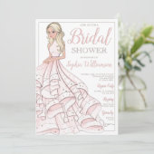 Glitzer Glam Blonde Bride Brautparty Einladung (Stehend Vorderseite)